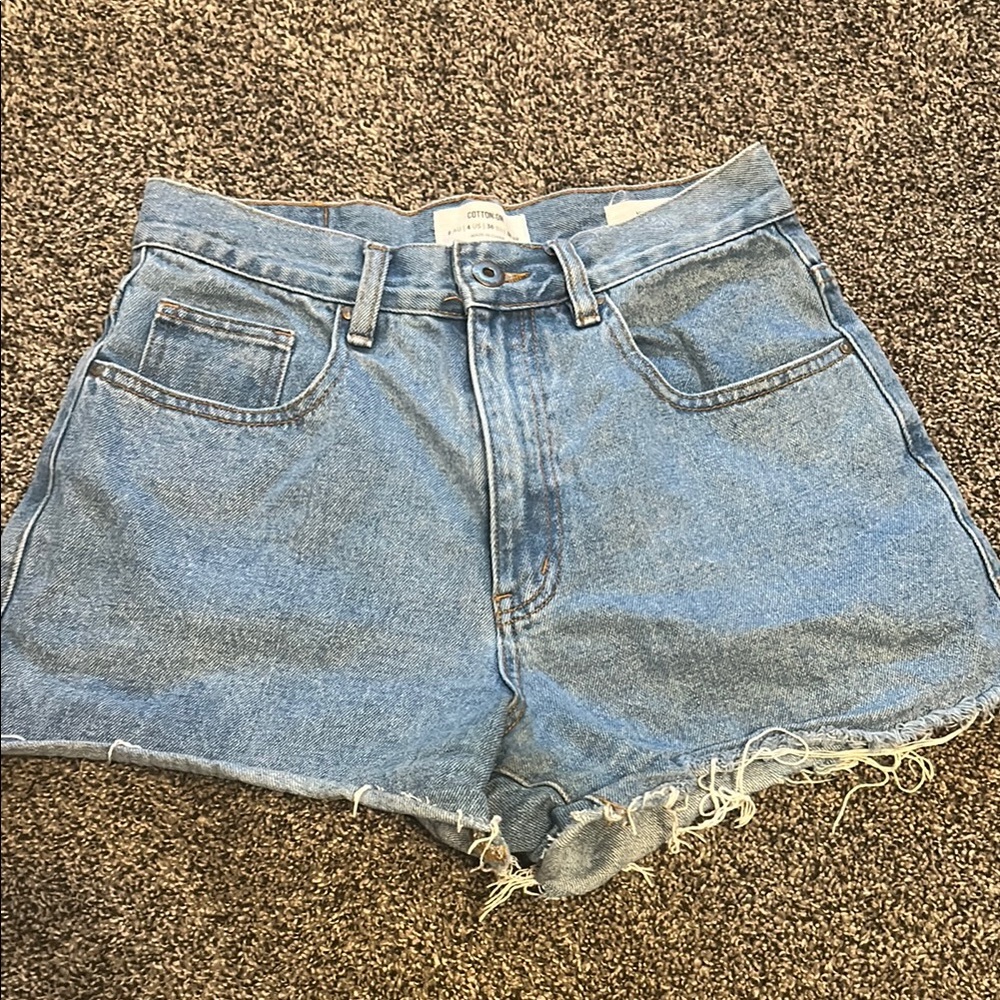 Cotton On Blue Jean Shorts Distressed Hem Relaxed Fit